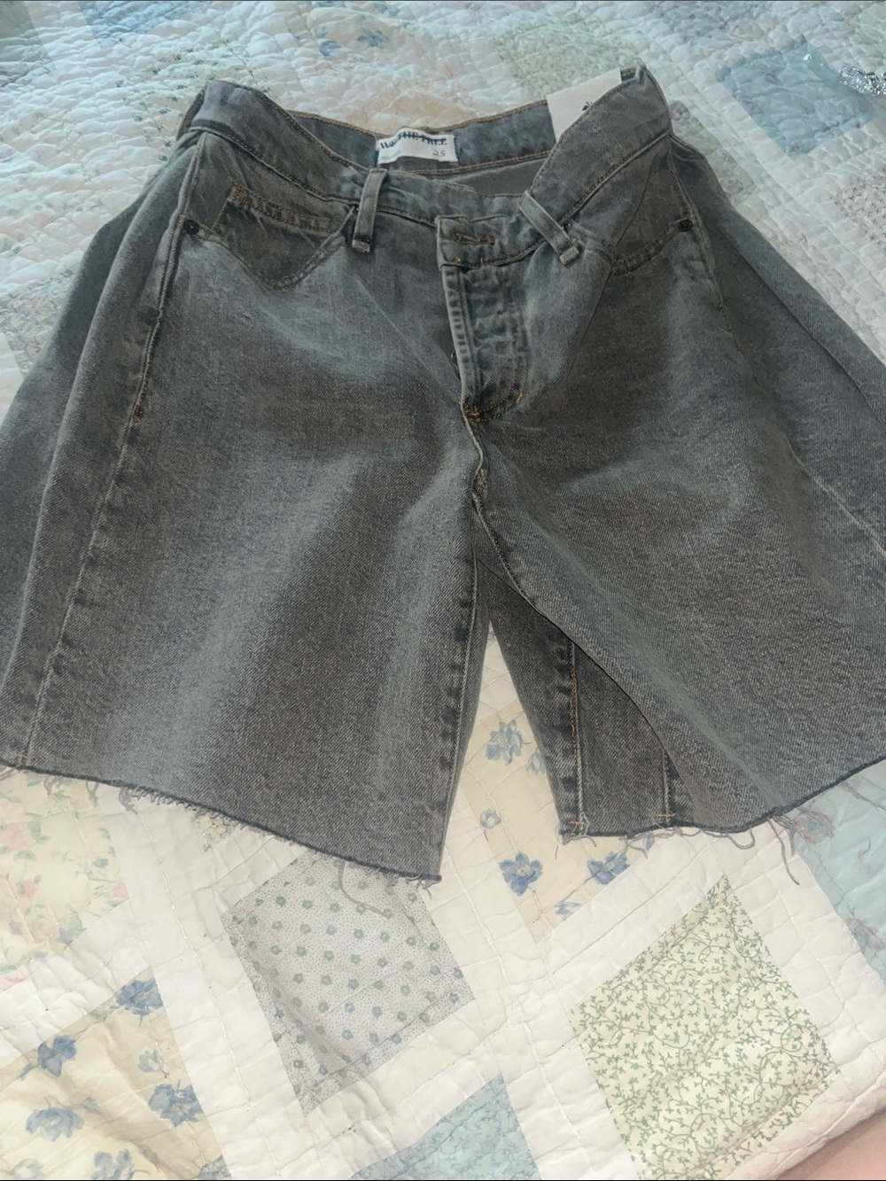 Free People Gray Washed Denim Mini Skirt